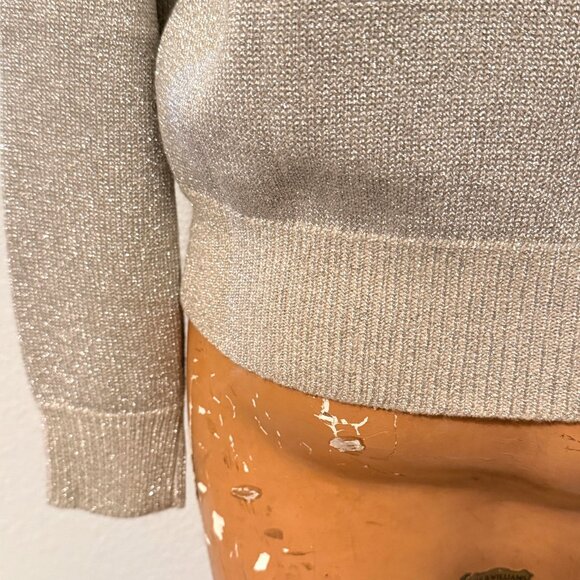 NWT Cardigan Sweater Womens Small Metallic Silver Gray Pearl Btn Christmas Wool - Picture 6 of 8